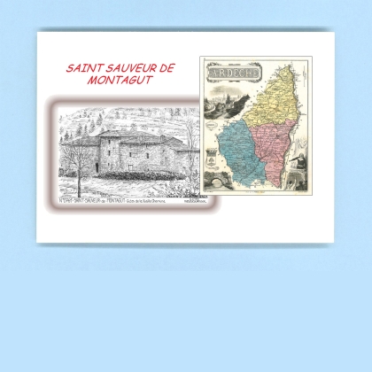 Cartes Postales impression Noir avec dpartement sur la ville de ST SAUVEUR DE MONTAGUT Titre : gites de la vieille chemina