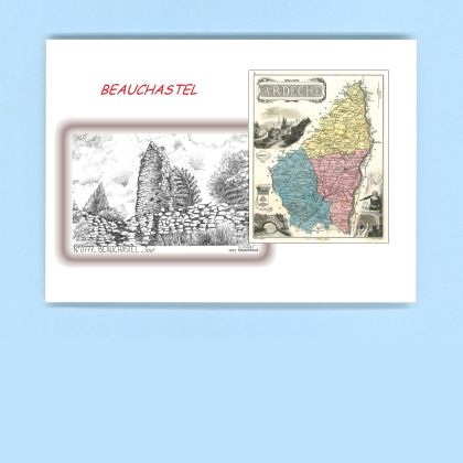 Cartes Postales impression Noir avec dpartement sur la ville de BEAUCHASTEL Titre : tour