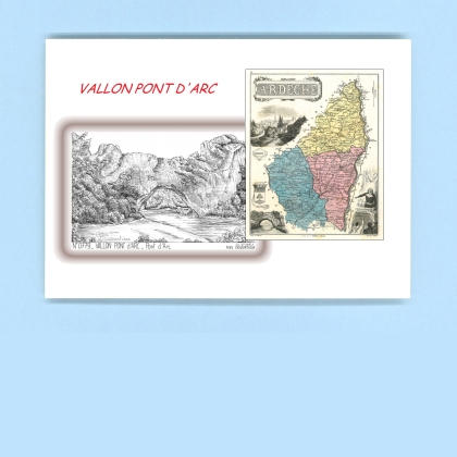 Cartes Postales impression Noir avec dpartement sur la ville de VALLON PONT D ARC Titre : pont d arc