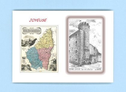 Cartes Postales impression Noir avec dpartement sur la ville de JOYEUSE Titre : tour de la recluse