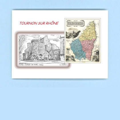 Cartes Postales impression Noir avec dpartement sur la ville de TOURNON SUR RHONE Titre : chateau