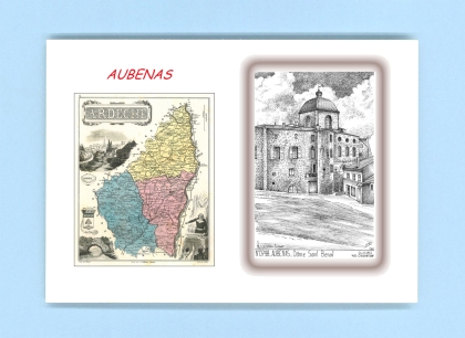 Cartes Postales impression Noir avec dpartement sur la ville de AUBENAS Titre : dome st benoit