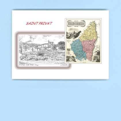 Cartes Postales impression Noir avec dpartement sur la ville de ST PRIVAT Titre : village