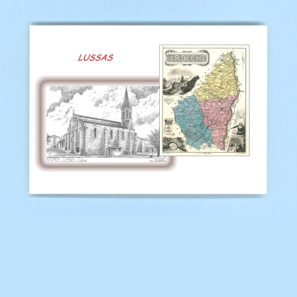 Cartes Postales impression Noir avec dpartement sur la ville de LUSSAS Titre : eglise