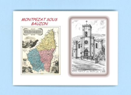 Cartes Postales impression Noir avec dpartement sur la ville de MONTPEZAT SOUS BAUZON Titre : eglise
