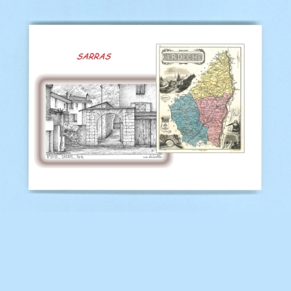 Cartes Postales impression Noir avec dpartement sur la ville de SARRAS Titre : porte