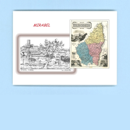 Cartes Postales impression Noir avec dpartement sur la ville de MIRABEL Titre : vue