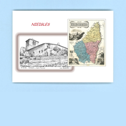 Cartes Postales impression Noir avec dpartement sur la ville de NIEIGLES Titre : eglise romane