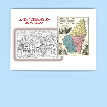 Cartes Postales impression Noir avec dpartement sur la ville de ST CIRGUES EN MONTAGNE Titre : vue