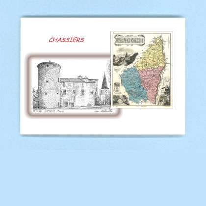 Cartes Postales impression Noir avec dpartement sur la ville de CHASSIERS Titre : mairie