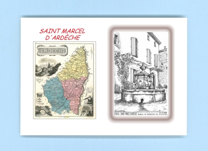 Cartes Postales impression Noir avec dpartement sur la ville de ST MARCEL D ARDECHE Titre : fontaine de soubeyrand