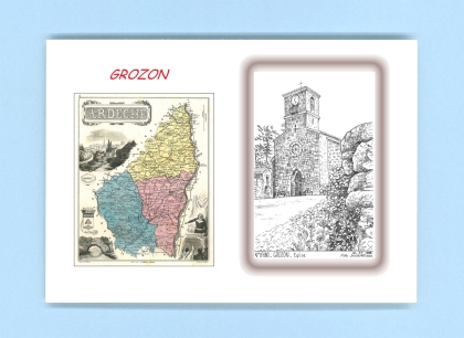 Cartes Postales impression Noir avec dpartement sur la ville de GROZON Titre : eglise