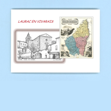 Cartes Postales impression Noir avec dpartement sur la ville de LAURAC EN VIVARAIS Titre : vue