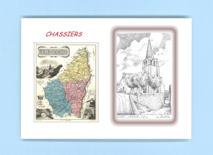Cartes Postales impression Noir avec dpartement sur la ville de CHASSIERS Titre : eglise