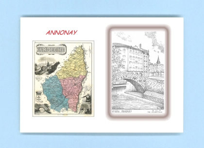 Cartes Postales impression Noir avec dpartement sur la ville de ANNONAY Titre : vue