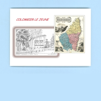 Cartes Postales impression Noir avec dpartement sur la ville de COLOMBIER LE JEUNE Titre : mairie