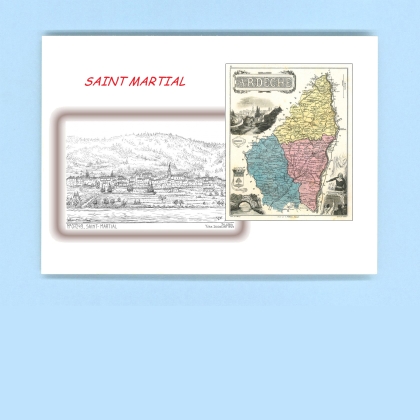 Cartes Postales impression Noir avec dpartement sur la ville de ST MARTIAL Titre : vue