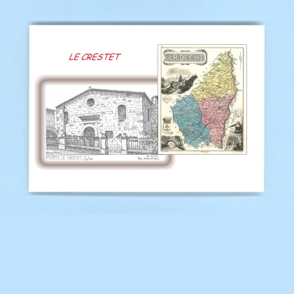 Cartes Postales impression Noir avec dpartement sur la ville de LE CRESTET Titre : eglise