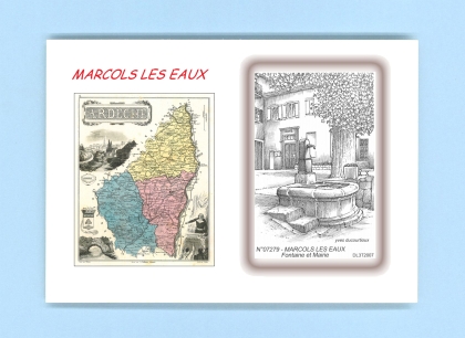 Cartes Postales impression Noir avec dpartement sur la ville de MARCOLS LES EAUX Titre : fontaine et mairie
