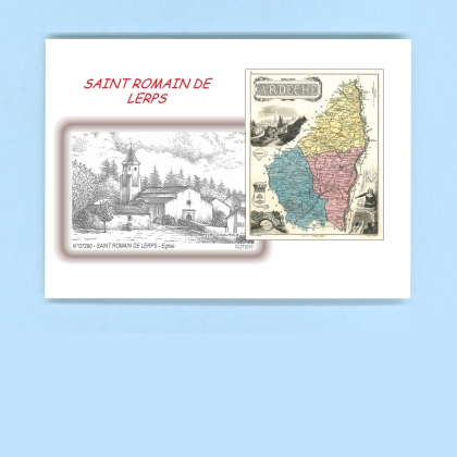 Cartes Postales impression Noir avec dpartement sur la ville de ST ROMAIN DE LERPS Titre : eglise