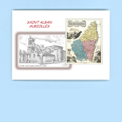 Cartes Postales impression Noir avec dpartement sur la ville de ST ALBAN AURIOLLES Titre : eglise