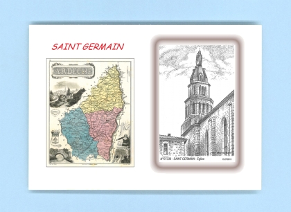 Cartes Postales impression Noir avec dpartement sur la ville de ST GERMAIN Titre : eglise