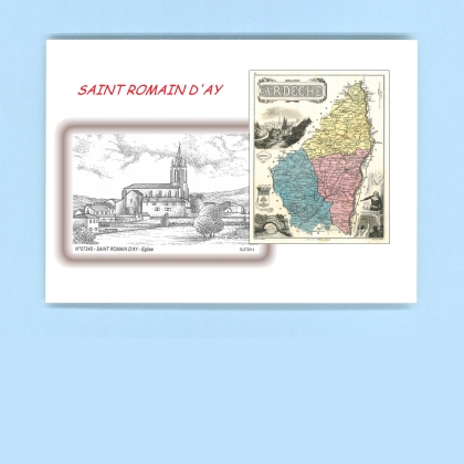 Cartes Postales impression Noir avec dpartement sur la ville de ST ROMAIN D AY Titre : eglise