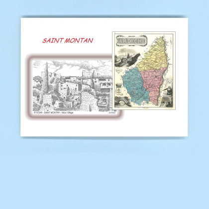 Cartes Postales impression Noir avec dpartement sur la ville de ST MONTAN Titre : vieux village