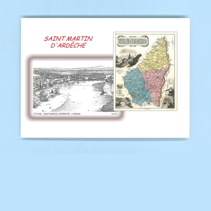Cartes Postales impression Noir avec dpartement sur la ville de ST MARTIN D ARDECHE Titre : l ardeche