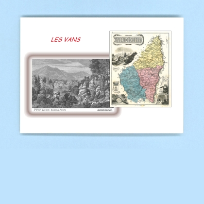 Cartes Postales impression Noir avec dpartement sur la ville de LES VANS Titre : rochers de payolive