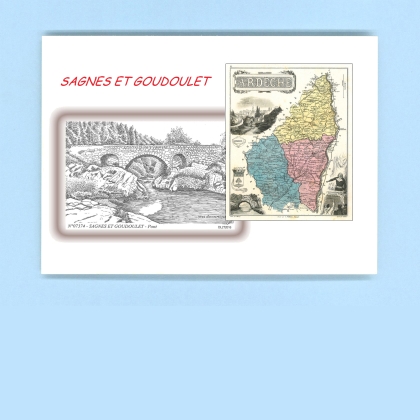 Cartes Postales impression Noir avec dpartement sur la ville de SAGNES ET GOUDOULET Titre : pont