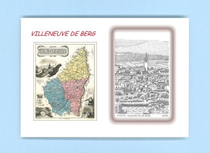 Cartes Postales impression Noir avec dpartement sur la ville de VILLENEUVE DE BERG Titre : vue