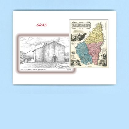Cartes Postales impression Noir avec dpartement sur la ville de GRAS Titre : eglise de st vincent