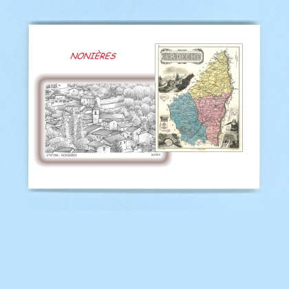 Cartes Postales impression Noir avec dpartement sur la ville de NONIERES Titre : vue