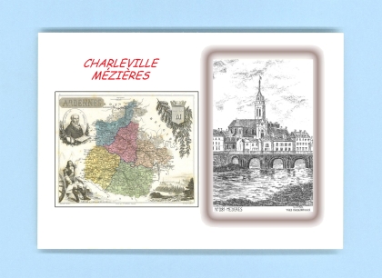 Cartes Postales impression Noir avec dpartement sur la ville de CHARLEVILLE MEZIERES Titre : vue de mezieres