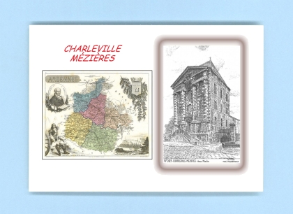 Cartes Postales impression Noir avec dpartement sur la ville de CHARLEVILLE MEZIERES Titre : vieux moulin