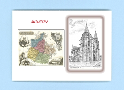 Cartes Postales impression Noir avec dpartement sur la ville de MOUZON Titre : abbatiale