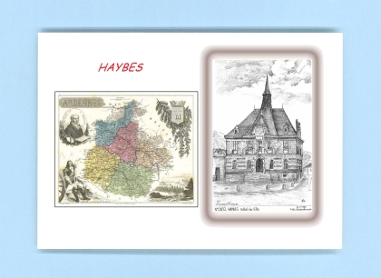 Cartes Postales impression Noir avec dpartement sur la ville de HAYBES Titre : hotel de ville