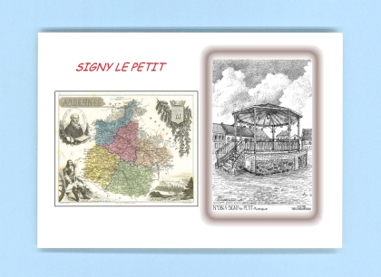 Cartes Postales impression Noir avec dpartement sur la ville de SIGNY LE PETIT Titre : kiosque