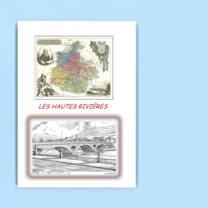Cartes Postales impression Noir avec dpartement sur la ville de LES HAUTES RIVIERES Titre : pont