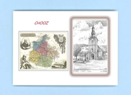 Cartes Postales impression Noir avec dpartement sur la ville de CHOOZ Titre : eglise