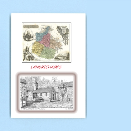 Cartes Postales impression Noir avec dpartement sur la ville de LANDRICHAMPS Titre : eglise