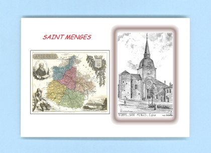 Cartes Postales impression Noir avec dpartement sur la ville de ST MENGES Titre : eglise