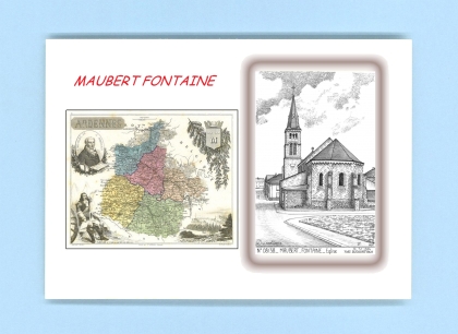 Cartes Postales impression Noir avec dpartement sur la ville de MAUBERT FONTAINE Titre : eglise