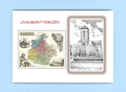 Cartes Postales impression Noir avec dpartement sur la ville de CHAUMONT PORCIEN Titre : eglise
