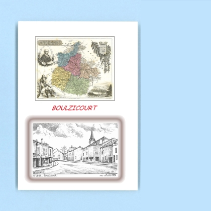 Cartes Postales impression Noir avec dpartement sur la ville de BOULZICOURT Titre : vue