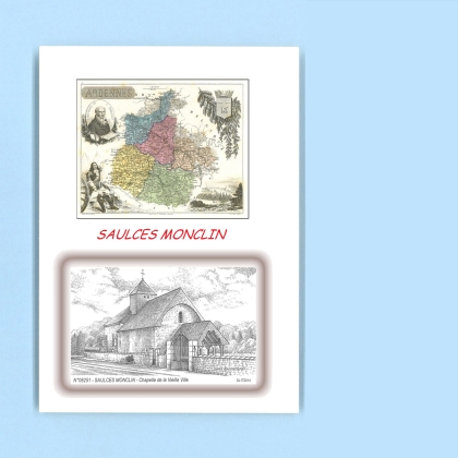 Cartes Postales impression Noir avec dpartement sur la ville de SAULCES MONCLIN Titre : chapelle de la vieille ville