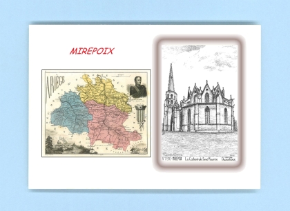 Cartes Postales impression Noir avec dpartement sur la ville de MIREPOIX Titre : cathedrale st maurice