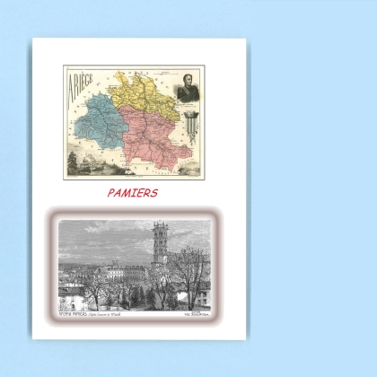 Cartes Postales impression Noir avec dpartement sur la ville de PAMIERS Titre : vue