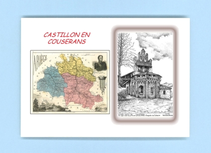 Cartes Postales impression Noir avec dpartement sur la ville de CASTILLON EN COUSERANS Titre : chapelle du calvaire